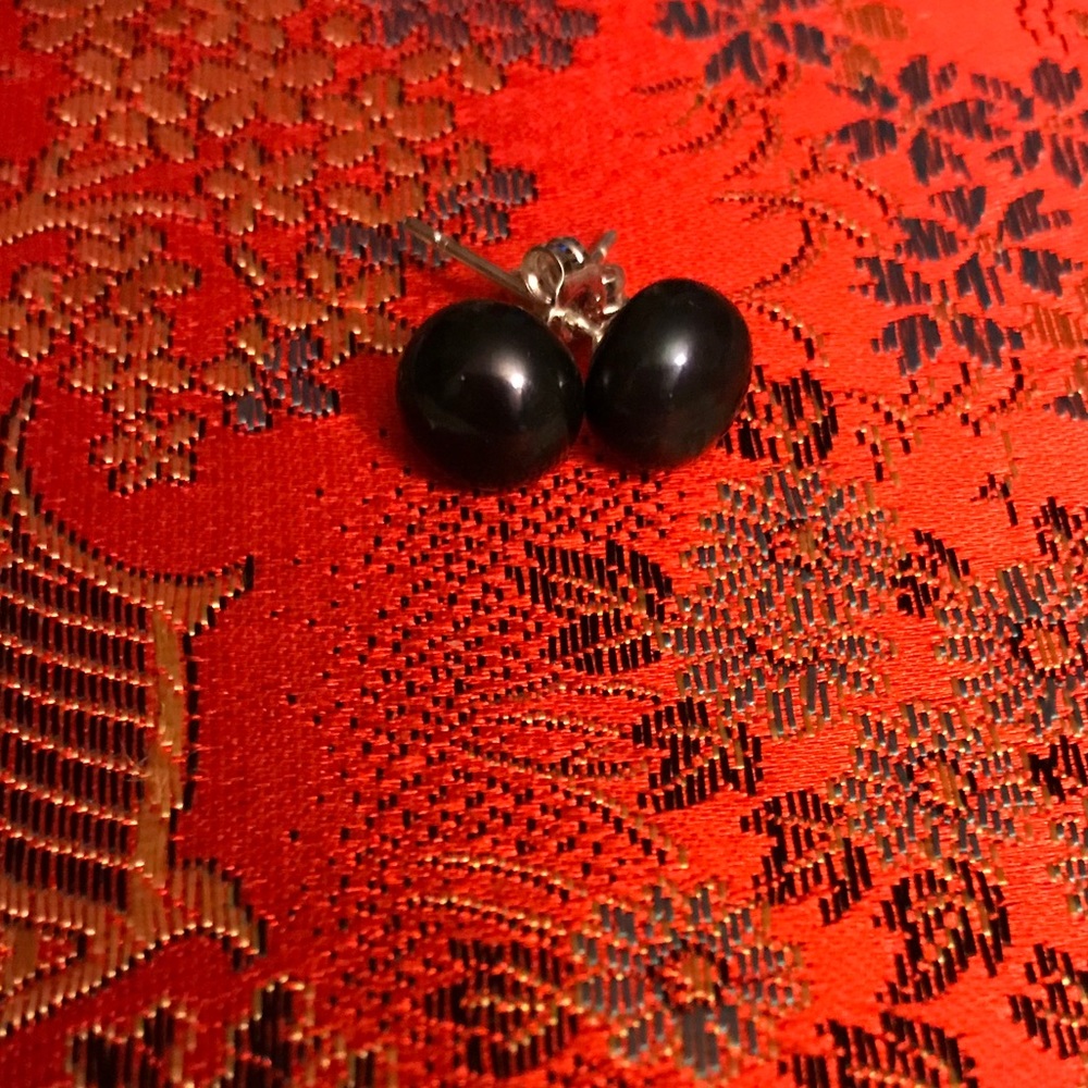 Black Cultured Pearl Earrings BP4